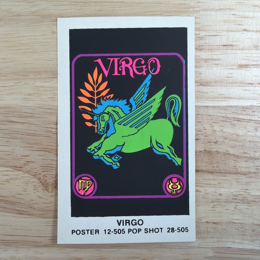 Psychedelic Blacklight Neon Vintage Pop Shot Poster Sticker 4.75x3" VIRGO